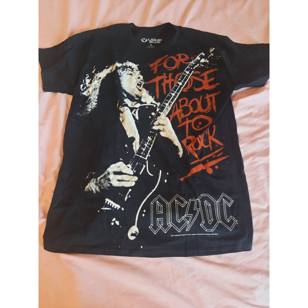 Men's Liquid Blue AC/DC Black Orange Short Sleeve Tee L